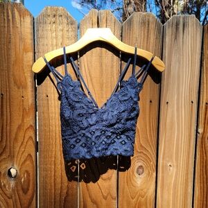 Navy Lace Crossback Bralette